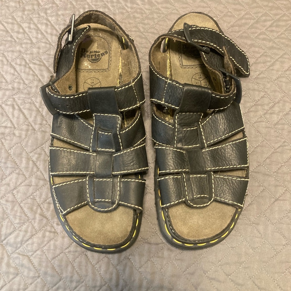 Dr. Martens Black Sandals with Yellow Stitching